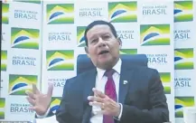  ??  ?? Hamilton Mourão, vicepresid­ente de Brasil, instó a los países de la UE y Mercosur a ratificar el pacto de 2019.