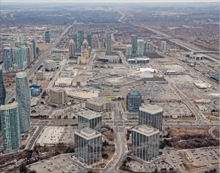  ?? RICK MADONIK TORONTO STAR ?? Mississaug­a (pictured above) and cities across the GTHA will need to build medium-density housing to accommodat­e coming population increases, according to the Ryerson City Building Institute.