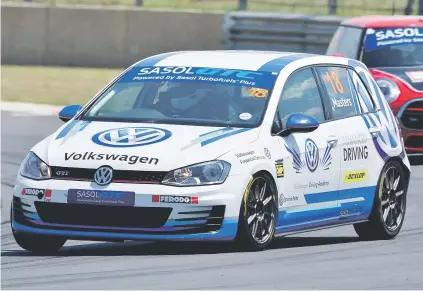  ??  ?? CHAMPION. Keagan Masters clinched the Sasol Global Touring Car GTC2 title in his VW Motorsport Golf GTI.