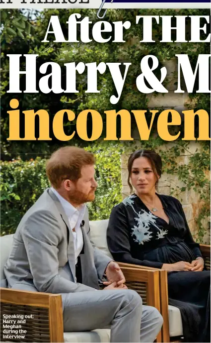  ??  ?? Speaking out: Harry and Meghan during the interview