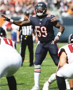  ?? | GETTY IMAGES ?? Bears inside linebacker Danny Trevathan was limited in practice Wednesday.