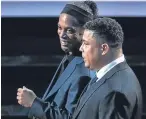  ?? Getty. ?? Top: World Cup coaches on the draw stage at the Kremlin; left: the original World Cup trophy; above: Diego Maradona pulls England out of the hat and Brazil legends Ronaldinho and Ronaldo.