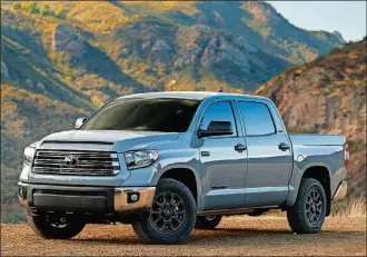  ?? TOYOTA PHOTO ?? The 2021 Toyota Tundra full-size pickup offers up to 10,200-pound towing capacity and a 1,730-pound maximum payload. For 2021, Tundra offers the optional Trail Special Edition.