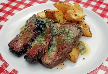  ?? ROSS GIBLIN/STUFF ?? Barbequed beef bavette is a classic French recipe, using skirt steak.