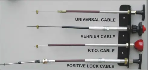  ??  ?? Cables bowden para diferentes funciones del automóvil, como el comando de la mariposa del acelerador, freno de mano, caja de cambios y otros usos.