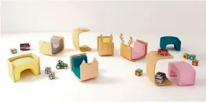  ??  ?? Multipurpo­se furnishing: Joe yi designed versatile and sustainabl­e furniture for children and adults to tackle the issue of furniture waste.