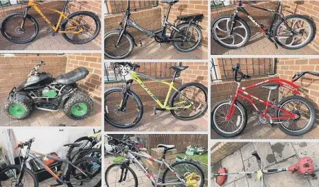  ?? ?? Police have released photos of some of the most distinctiv­e bikes seized.