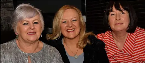  ??  ?? Monica Clarke, Linda O’Brien and Roisin Coleman at Barbara Collins’ retirement party held in the Lisdoo.
