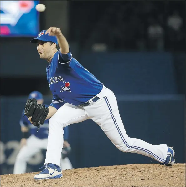  ?? — GETTY IMAGES FILES ?? North Delta’s Jeff Francis helped out the taxed Blue Jays bullpen with a solid 31/3 scoreless relief appearance on Sunday against the Atlanta Braves. Toronto brought the veteran left-hander to spring training on a minor-league contract.