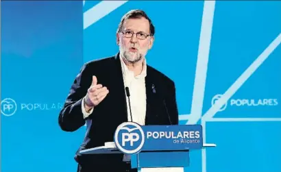  ?? MANUEL LORENZO / EFE ?? El presidente del Gobierno, Mariano Rajoy, ayer en Alicante