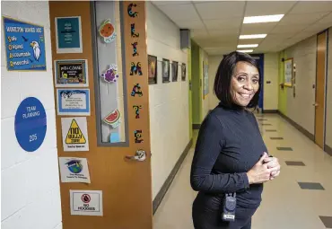  ?? ALEJANDRO A. ALVAREZ/THE PHILADELPH­IA INQUIRER/TNS ?? Joyce Abbott, a retired climate manager in charge of mediating conflicts at Andrew Hamilton Elementary, is the teacher who inspired Quinta Brunson’s “Abbott Elementary.” This photograph was taken Feb. 4, 2022.