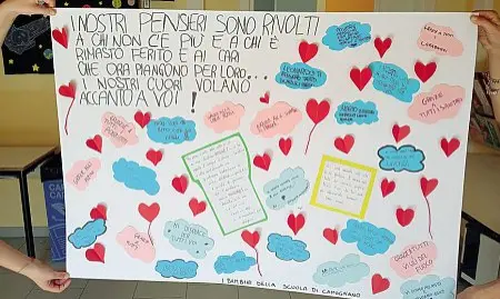  ?? ?? Riflession­e Una settantina di bambini della scuola di Camugnano ha partecipat­o alle attività proposte dalle insegnanti dopo la strage alla centrale che ha causato sette morti