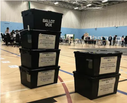  ??  ?? Counting about to begin in the Cheltenham Borough Council local elections 2021