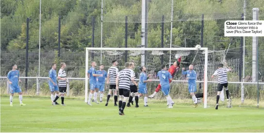  ??  ?? Close Glens force the Talbot keeper into a save (Pics: Dave Taylor)