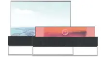  ??  ?? LG’s R9 is a giant TV that rolls down into a small one that then rolls down into no TV at all. Yours for around $60K.