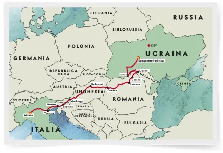  ?? ?? IL VIAGGIO
Partite dal loro Paese il 25 febbraio, Olena, Irina e i loro bambini hanno attraversa­to l’Est Europa a bordo di una vecchia Opel. Sono passate da Siret, Lipcani, Dorohoi, Suceava e Oradea; e poi l’Ungheria e Budapest, e la Slovenia; infine l’Italia, attraverso Gorizia. Sono arrivate a Milano la sera del primo marzo.