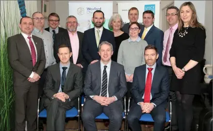  ??  ?? Wexford Chamber members and representa­tives of Irish Water and Gas Networks Ireland. From left, back – Graham Scallan, John Kelly, Adrian Twomey, John Forde, Niall O’Riordan (Irish Water), Madeleine Quirke (CEO, Wexford Chamber), Andrew Owen, Karl...