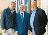  ?? SCSU PHOTO ?? Kevin Anderson, center, the new men’s soccer coach at SCSU, with two of his predecesso­rs, Tom Lang, left, and Ray Reid, right.