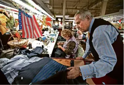  ?? MARILYNN K. YEE/NEW YORK TIMES ?? Mr. Greenfield at Martin Greenfield Clothiers in Brooklyn, N.Y., on Oct. 13, 2010.