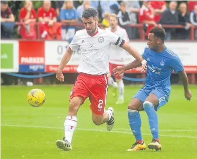  ??  ?? Paul Mclean, in action against Aberdeen, is a doubt for Brechin.