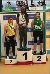  ??  ?? Under-19 shot putt runner-up Aoife Lenehan of Cushinstow­n (right).