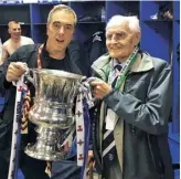  ??  ?? With his father after Coleraine won the Irish Cup in 2018