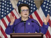  ?? JACQUELYN MARTIN — THE ASSOCIATED PRESS FILE ?? Billie Jean King was one of the strongest backers of Title IX before it was signed into law in 1972 by then-President Richard Nixon.
