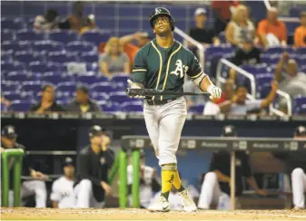  ?? Lynne Sladky / Associated Press ?? Khris Davis — many homers, more strikeouts — is among baseball’s let-it-rip practition­ers.