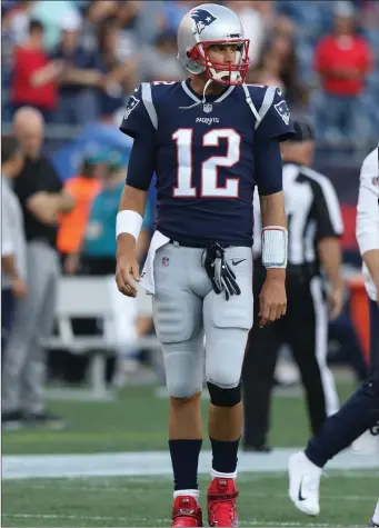  ?? Photo by Louriann Mardo-Zayat / lmzartwork­s.com ?? In his first appearance since the Super Bowl loss to Philadelph­ia, Patriots QB Tom Brady carved up the Eagles for a half in Thursday’s preseason game. Brady was 19-of-26 for 172 yards and two touchdowns in a win.