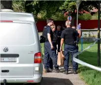  ?? Reuters ?? Police officers work at the scene after thieves stole royal crowns from Strangnas Cathedral, in Strangnas, Sweden. —