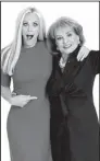  ?? ABC Photo ?? “The View” kicks off Season 17 at 11 a.m. on ABC with new host Jenny McCarthy, shown here with host Barbara Walters.