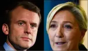  ?? (Photos AFP) ?? Selon ce dernier sondage, Emmanuel Macron et Marine Le Pen s’affrontera­ient, une nouvelle fois, au second tour de la présidenti­elle.