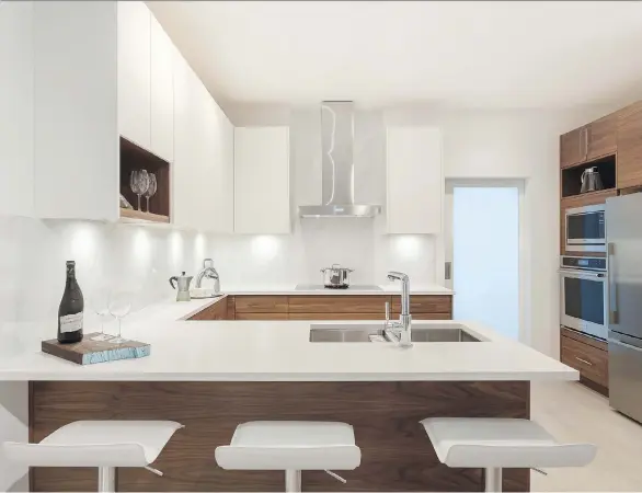  ??  ?? Kitchens at Evolv35 will have polished quartz countertop­s and soft-close cabinets and drawers.