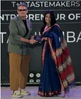  ?? ?? Chef Tarun Sibal receives the award for Chef Entreprene­ur of the Year.