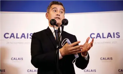  ?? Photograph: David Levene/The Guardian ?? France’s interior minister Gérald Darmanin speaks at a press conference in Calais after a meeting with EU ministers responsibl­e for immigratio­n.