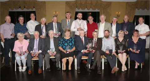  ??  ?? Award winners with special guest Jim Bolger at the annual Wexford District awards in the Riverbank House Hotel on Friday.