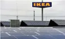  ?? Photograph: Sascha Steinbach/EPA ?? Rooftop solar on Ikea’s store in Kaarst, Germany. The company plans to spend an extra $4.7bn by 2030 to build wind and solar farms.