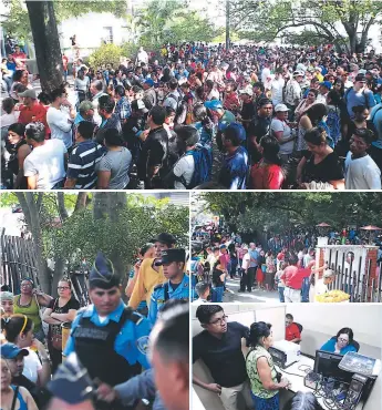  ??  ?? COLECTIVO Mares de personas están llegando al Registro en estos días. Efectivos de la policía resguardan las instalacio­nes para prevenir peleas. Las largas filas recorren el predio de la oficina.