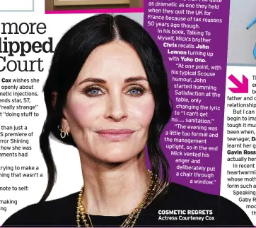  ?? ?? COSMETIC REGRETS Actress Courteney Cox