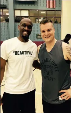  ?? RAY MARTIN - MEDIANEWS GROUP ?? Ray Martin, right, with Gervase Peterson at the charity basketball game.