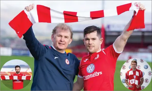  ??  ?? Sligo Rovers manager Liam Buckley with Ronan Murray. Pics: Donal Hackett. Inset left: Kyle Callan McFadden. Inset right: Regan Donelon.