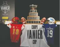  ?? JACQUES BOISSINOT / THE CANADIAN PRESS FILES ?? The last Vanier Cup was played in 2019 between the Calgary Dinos and Montreal Carabins. U Sports is preparing to award the Vanier Cup again this year.