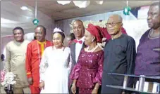  ??  ?? Rev. ( Dr.) Nnamdi Onumaegbu ( left); Bishop Charles Ighele; Dr. Uchenna Dedegu and Rev. Chy Chukwuegu; Rev. and Rev. Mrs. Mpamaugo and Pastor Moses Asamo at the 25th marriage anniversar­y of the presiding Bishop of HGCIC, Dr. Uchenna Dedegu and his wife, Rev. Chy Chukwuegu