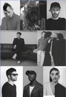  ??  ?? Top from left. Clockwise, Dima Leu; Faith Oluwajimi, designer of Bloke; Nicola Dalpaos, designer of Dalpaos; Nick Fouquet and Federico Curradi;
Antonio D’Andrea and Hanna Boyer, the duo of Vaderetro; Tokyo James; Dhruv Kapoor and Woo Young Mi, designer of Solid Homme.