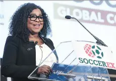  ?? ANTHONY DEVLIN/AFP/GETTY IMAGES ?? FIFA’s secretary general Fatma Samoura says the soccer body remains committed to fighting racial discrimina­tion in the sport despite its decision to end its racism task force.