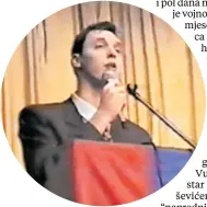  ?? FOTO: YOUTUBE ?? Aleksandar Vučić u Glini 1995. godine gdje je održao govor u kojem je poticao na nastavak rata i tvrdio da “nikada Banija neće nazad u Hrvatsku”