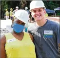  ??  ?? Jane Kellogg with Sutton Cadman. The Habitat home will be built for Steve Harris, a disabled Army veteran, and Kellogg, his longtime fiancee.