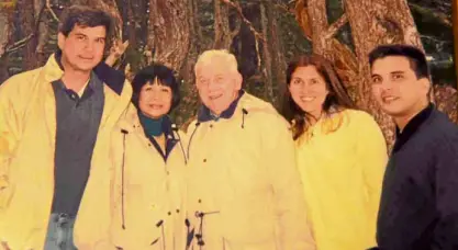  ??  ?? Dimanche family: (from left) Philippe, Clenia, Father Gaby, Francoise and Jacques