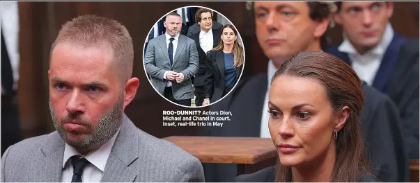  ?? ?? ROO-DUNNIT? Actors Dion, Michael and Chanel in court. Inset, real-life trio in May