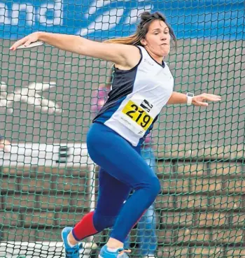  ??  ?? RECORDS: Kirsty Law made a new personal best of 59.95m last weekend.